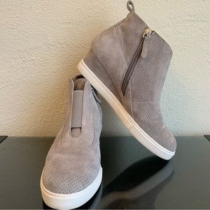 Linea Paolo Felicia Wedge Sneaker Grey Suede